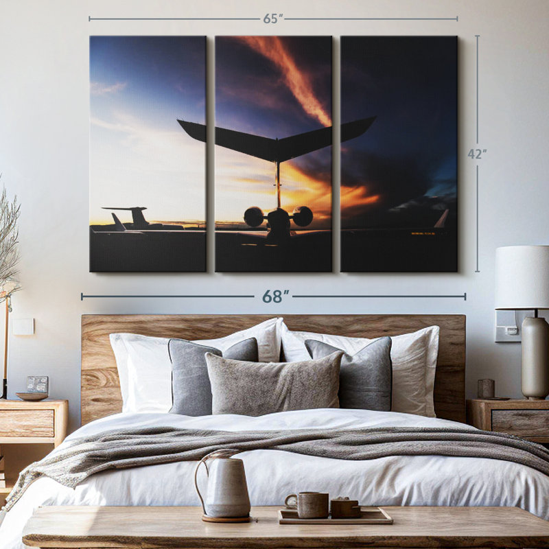 "Silhouette de jet privé" sur, H 42 po x l 65 po x P 1,25 po