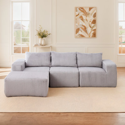 100.79" Modern Minimalist Modular Sectional Sofa, L-Shape Upholstered Cloud Couch with Deep Seats for Living Room