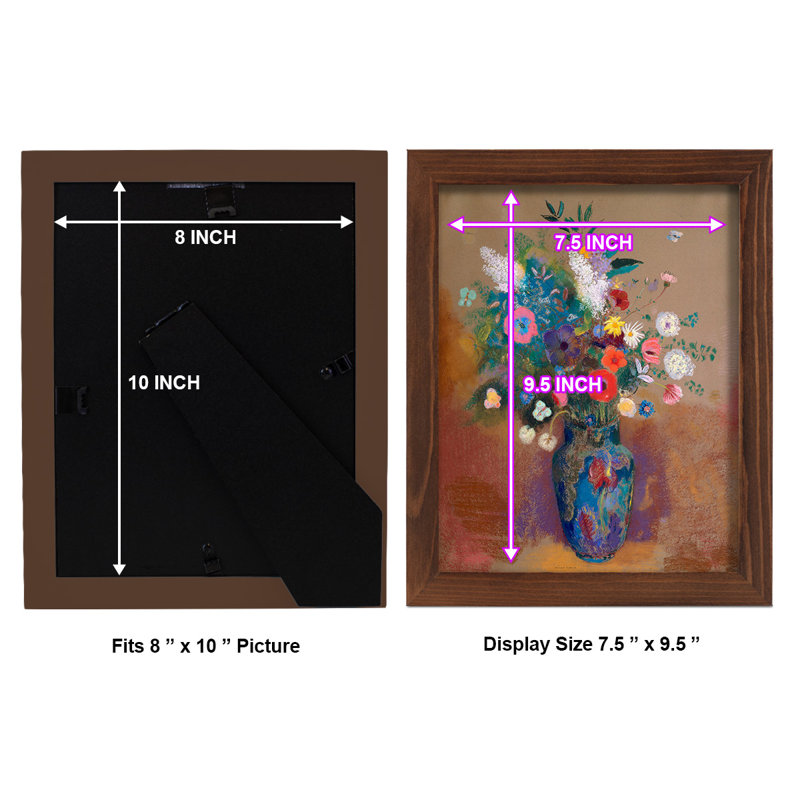 Bouquet de fleurs - encadré, H 11 po x l 9 po x P 1 po, Châtaigne