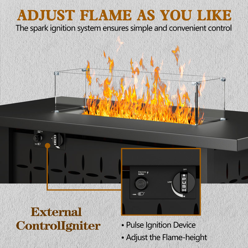 Ceasare 24.5'' H x 42.9'' W Propane Outdoor Fire Pit Table with Lid