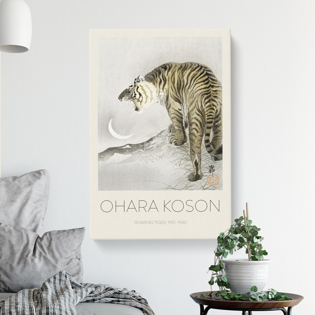 Roaring Tiger Print by Ohara Koson - Wrapped Canvas Painting