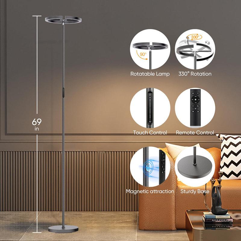Lampe sur pied à DEL 20W, Gris