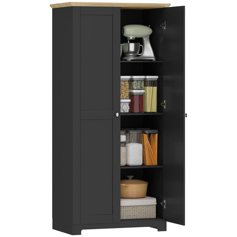 HOMCOM 172cm Wooden Storage Cabinet Cupboard With 4 Shelves Black