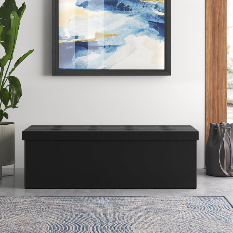 Adalard Upholstered Bench with Flip Top, Black