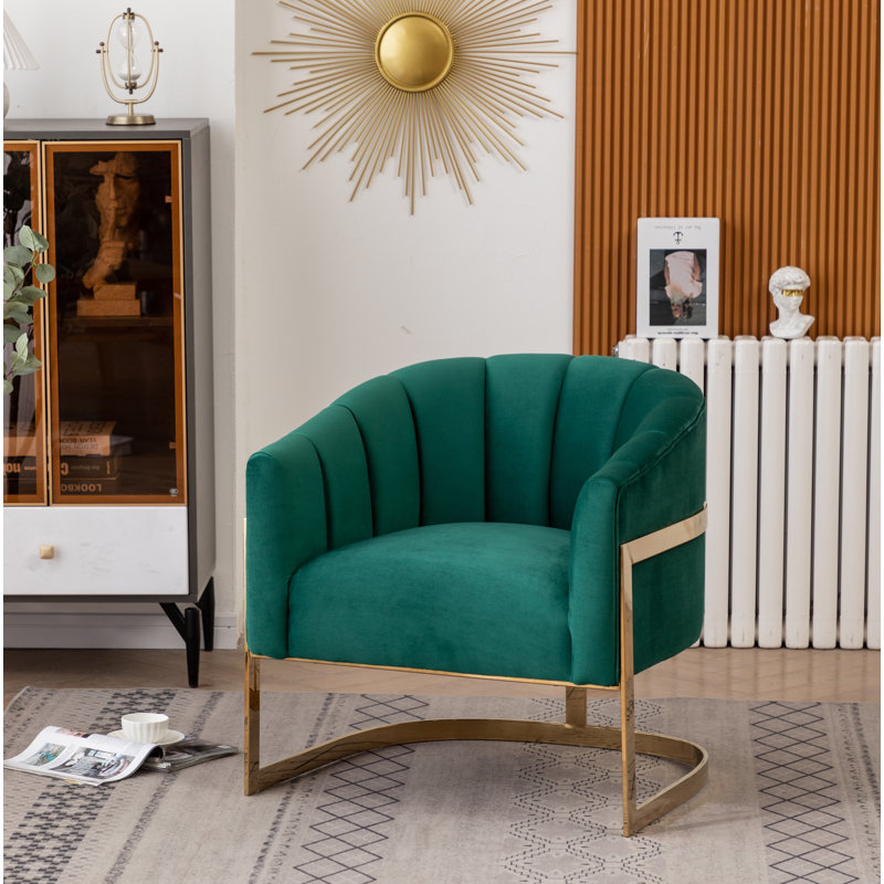 Fauteuil demi-tonneau Tellico, Velours vert