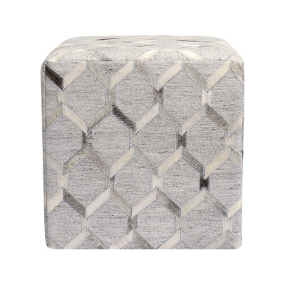 Galaxy Silver Cowhide Pouf 18"