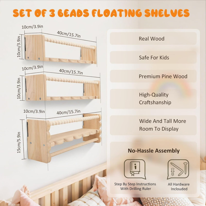 Wood Wall Organizer with Wall Baskets