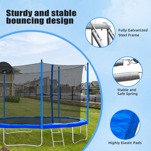 Pengmao Round Backyard Trampoline with Safety Enclosure