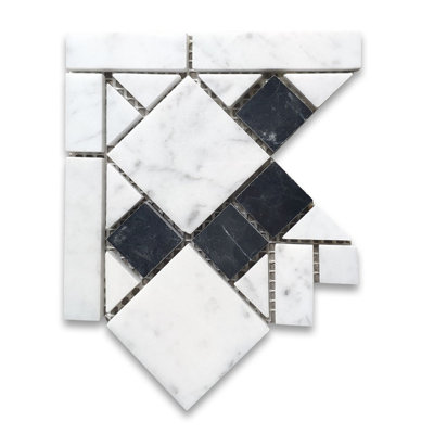 22_Venice Green 4.8X4.8 Marble Mosaic Border Corner Tile Tumbled