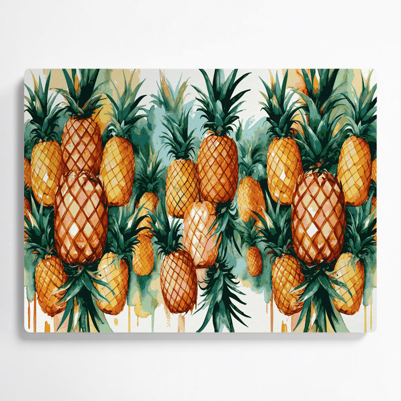 Fruit, ananas, art mural en métal brun, H 16 po x l 20 po