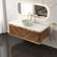Superbe meuble-lavabo flottant de 48 po avec capteur de lumière et lavabo vasque en céramique - Armoire de rangement de luxe pré-assemblée-906284211