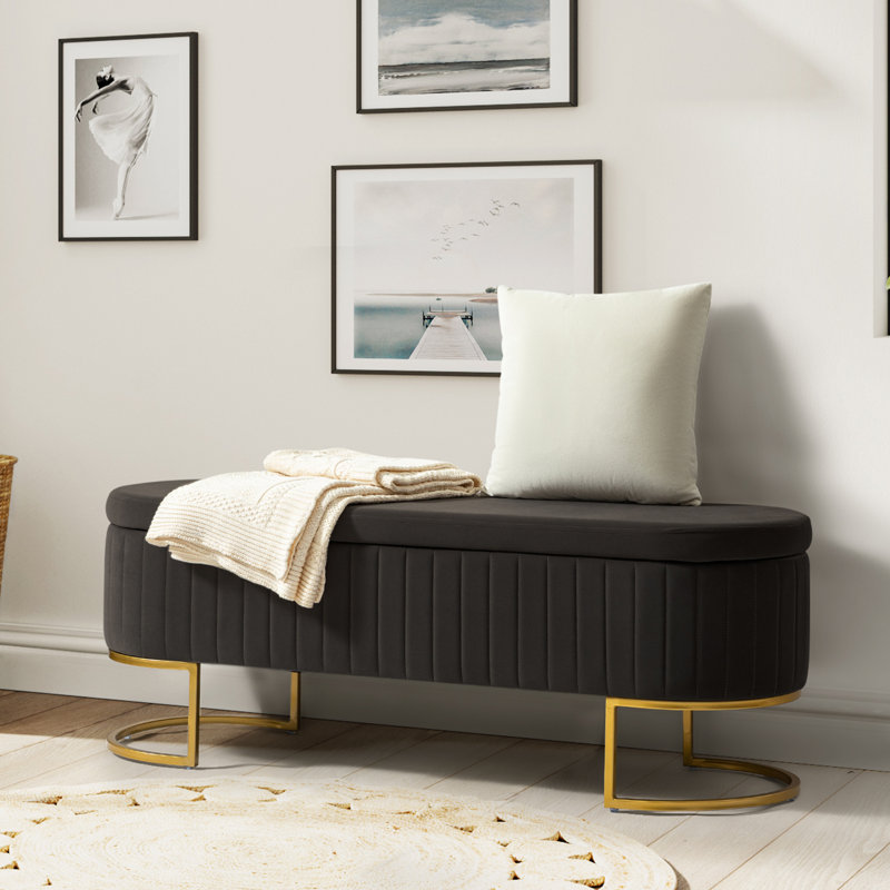 Banc de rangement moderne l 49,2 po Easthampton, Gris