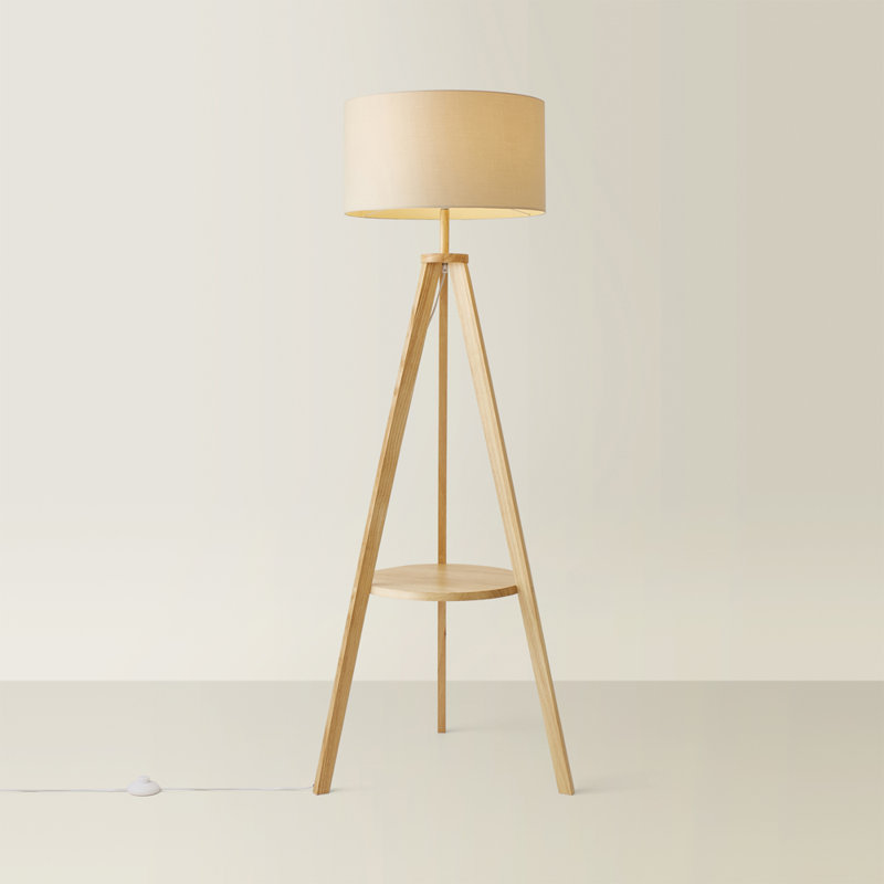 Ismay 149cm Tripod Floor Lamp, Yes, Biege, Light Brown