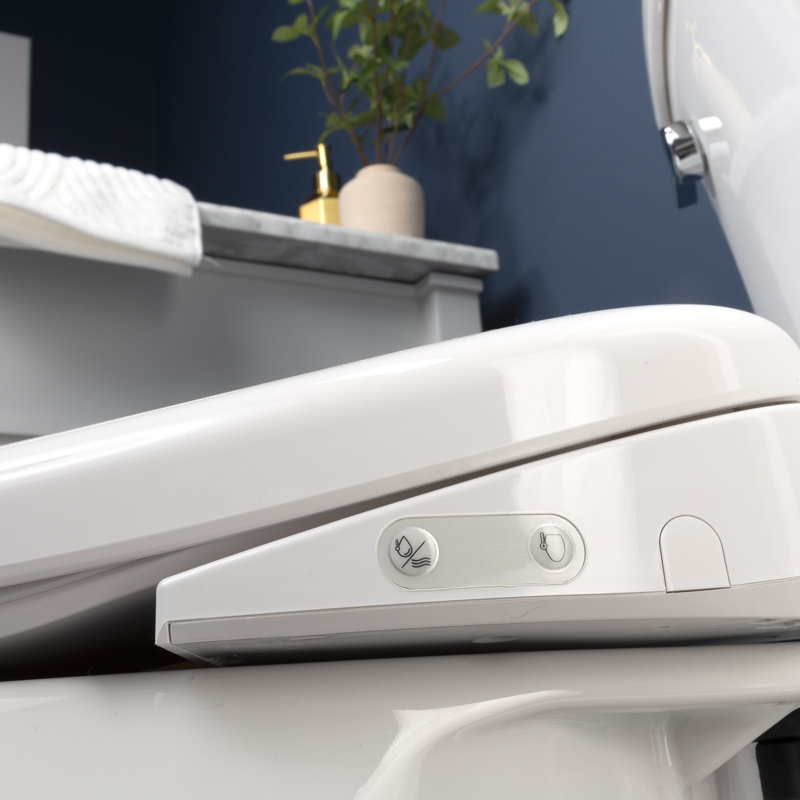 BB500 Elongated Bidet Toilet Seat, Electric, Heated Seat with Water Pressure Control + 2 Towels