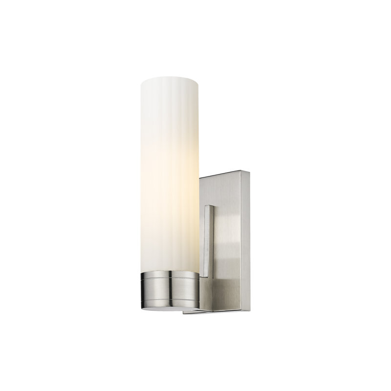 Applique murale 11 po Empire, H 12,63 po x l 5,5 po x P 3,13 po, Blanc mat, Nickel satiné