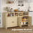 Buffet Sideboard Cabinet with Storage, 55" Large Farmhouse Kitchen Storage Cabinet with 4 Doors & Adjustable Shelves, Wood Coffee Bar Cabinet for Kitchen, Dining Room, Living Room-662249967