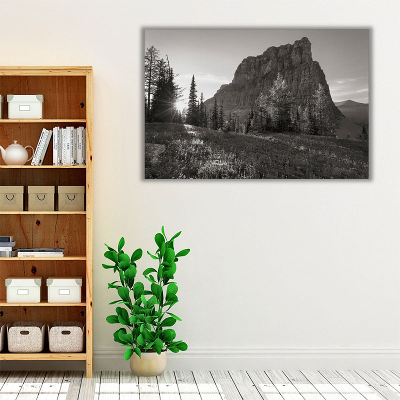 «Boulder Pass Glacier National Park Black and White», reproduction d'art sur toile, H 32 po x l 48 po