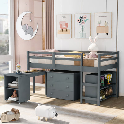 Madeley Loft Bed with Storage Included with Built-in Ladder Included with Desk Included