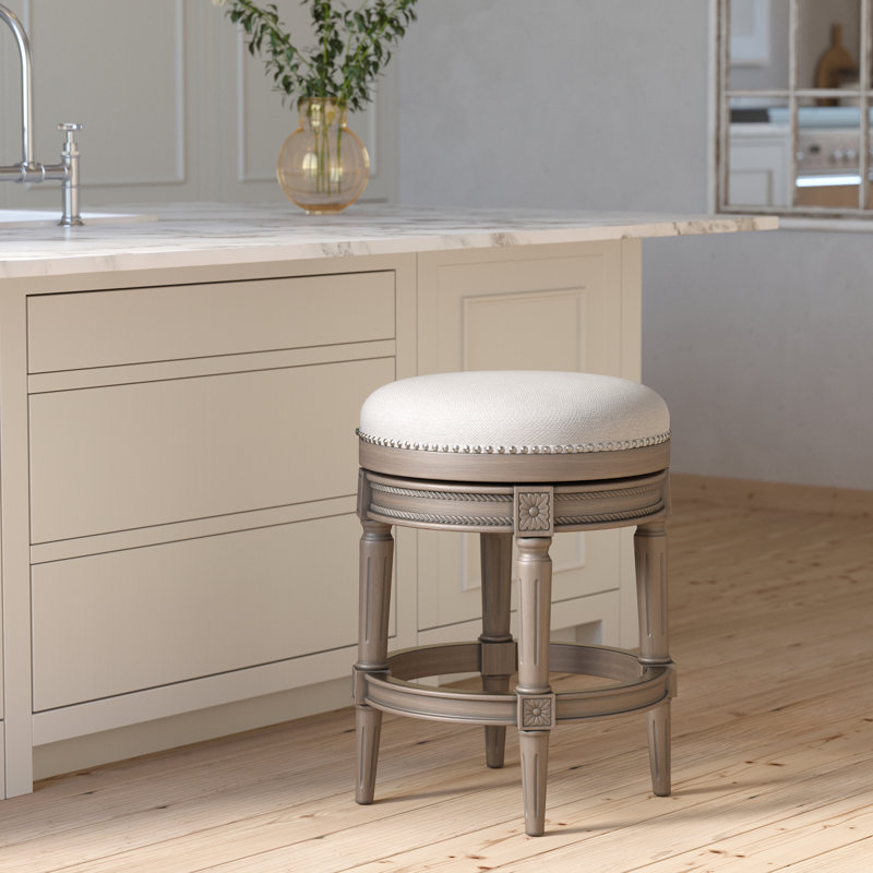 Tabouret de bar pivotant sans dossier gris vieilli, siège à 360 degrés, hauteur personnalisable, détails, pour la cuisine et l'utilisation