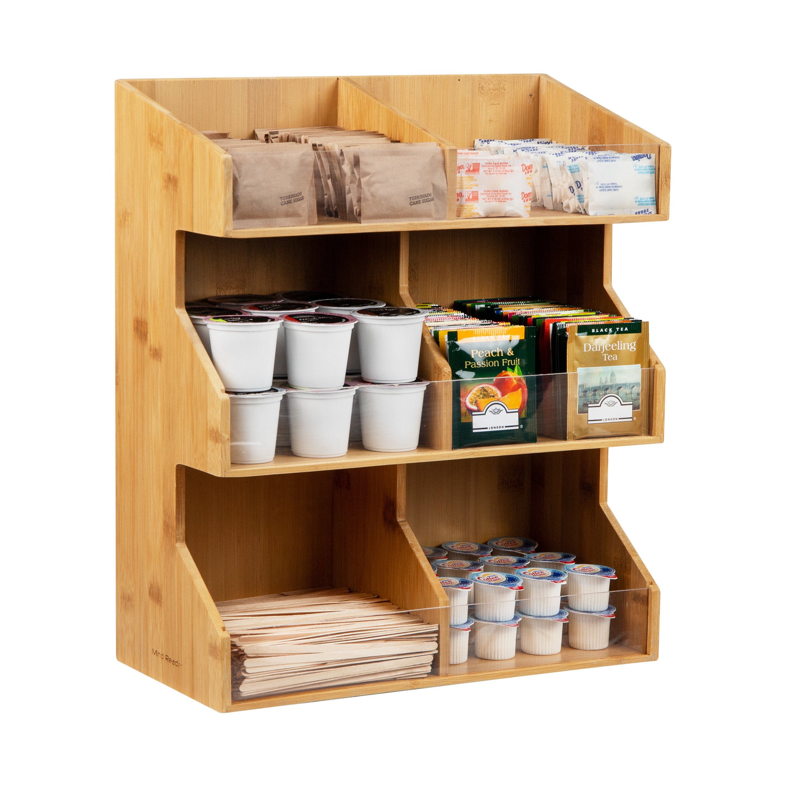 Coffee Station Organizer Coffee Bar Organizer for Counter, Wood Coffee Pods  Holder Storage Basket, Coffee and Tea Condiment Storage Organizer, Rustic