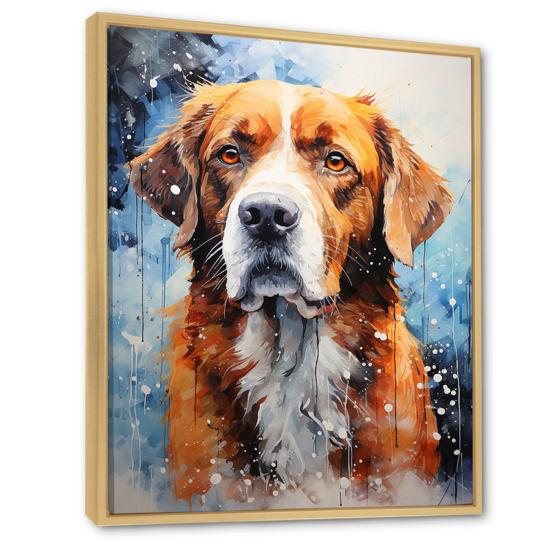 Saint Bernard Serenity II sur toile, Cadre naturel flottant, H 32 po x l 24 po x P 1 po