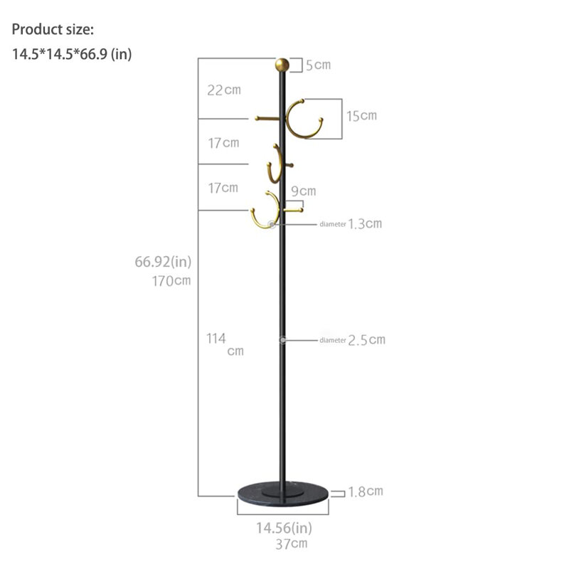 Modern Coat Rack With Marble Base,Coat Rack Freestanding Heavy Duty With Gold Hooks,Entryway Coat Rack Stand Coat Tree Freestanding Coat Hanger Stand