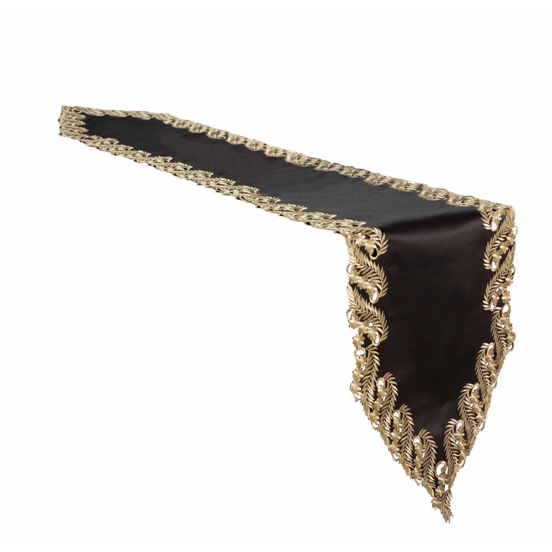 Obera Luxurious Table Runner of Anyce Collection Rectangular Dining Table Runner for Table Decor, Black/Gold