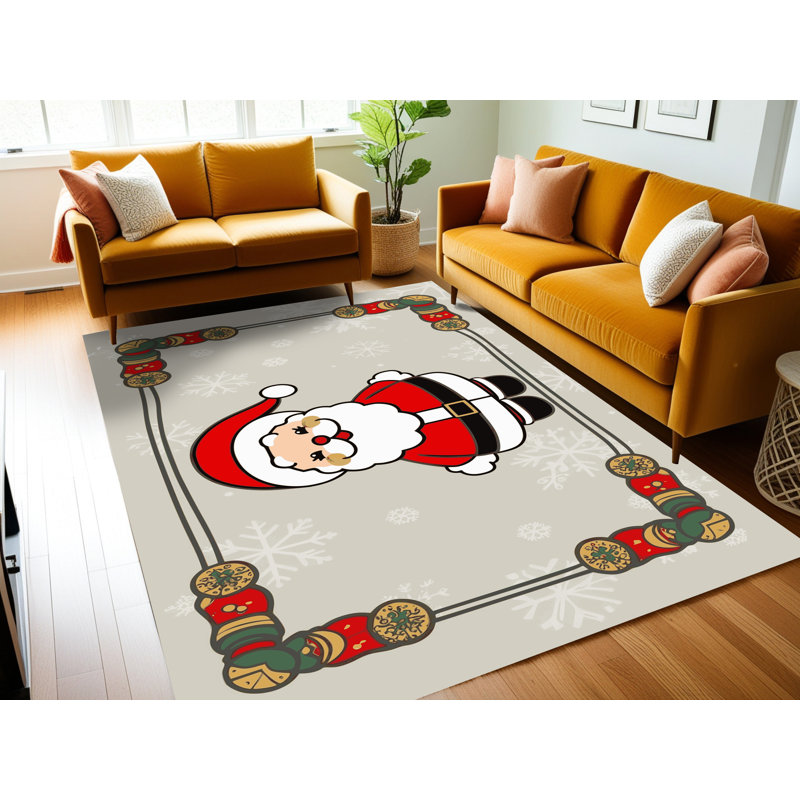 Tapis de Noël hiver lavable Ginza Six, Rectangulaire 7 pi x 10 pi