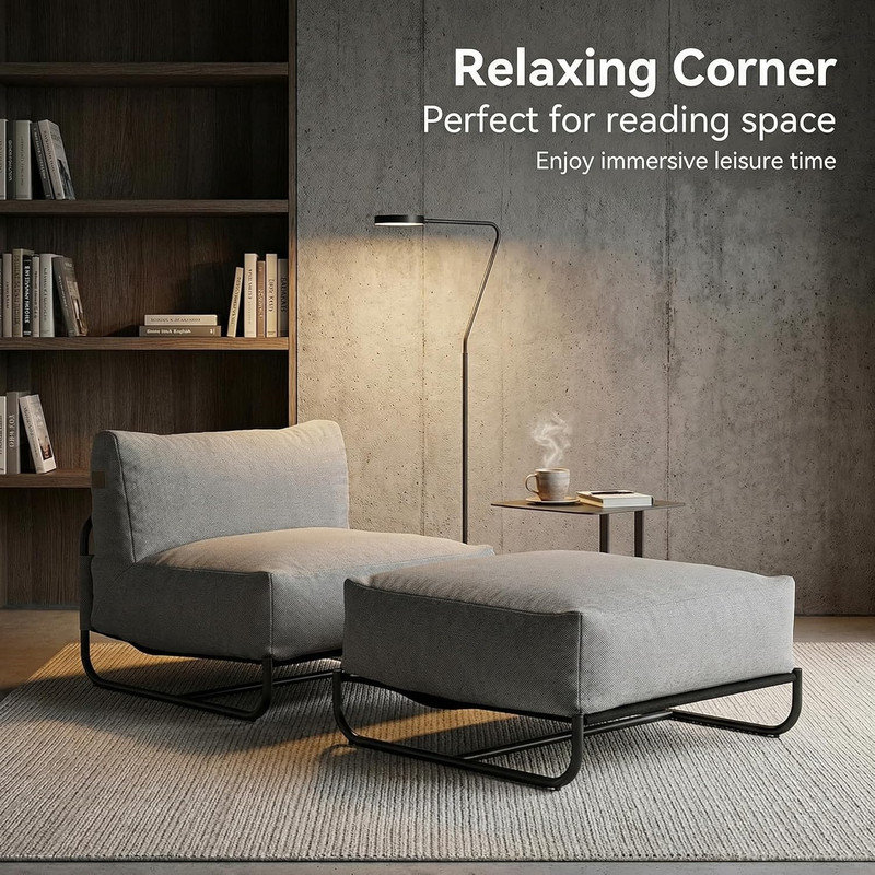 Ensemble de canapé-lit simple avec repose-pieds Leisure, Gris