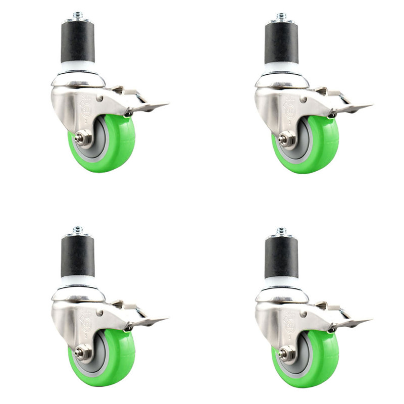 Frein de verrouillage à roulettes extensibles 3,5 pouces pivotant 3,5 pouces 1 1/7 / 8 pouces, Vert