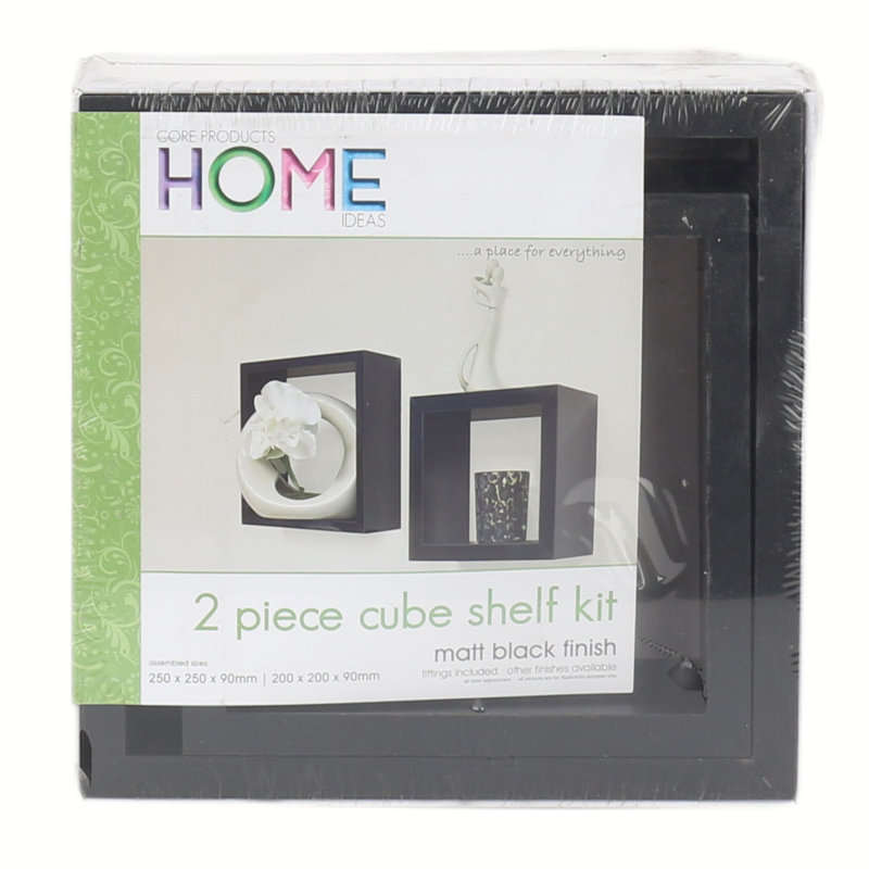 Hudson Shelf Kits, 2 Wall Cube Kit, Black
