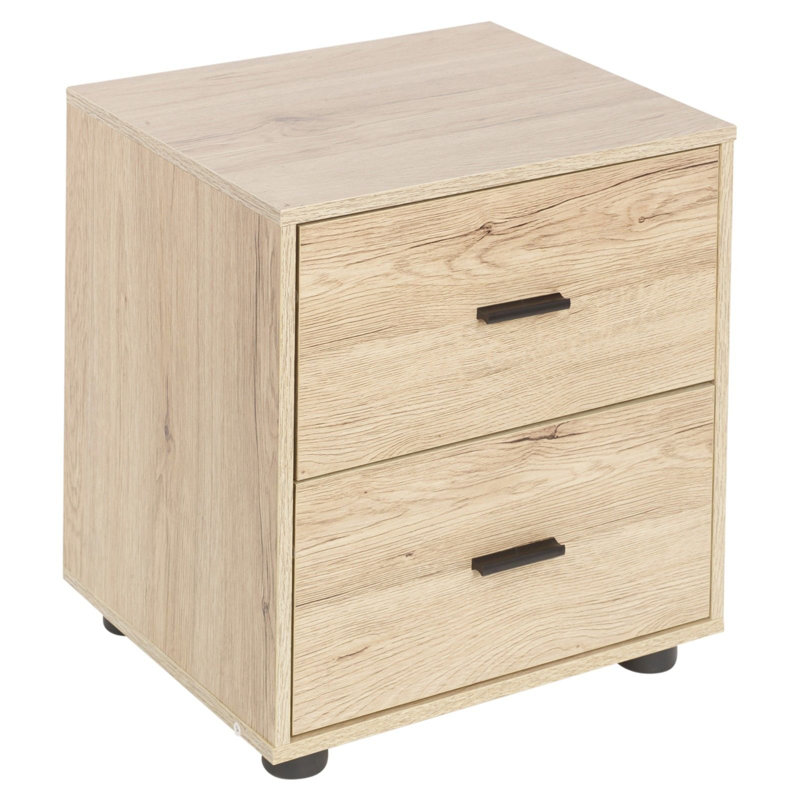 Laster 101.6cm W Solid + Manufactured Wood Bedside Table, Beige