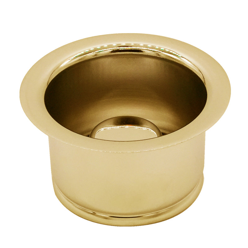 3-1/2" Extra-Deep Collar Kitchen Sink Waste Disposal Flange & Stopper, Polished Brass