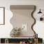 Élégant miroir mural rectangulaire en métal avec côtés ondulés, parfait pour la salle de bain, le salon et la chambre à coucher-1481995249