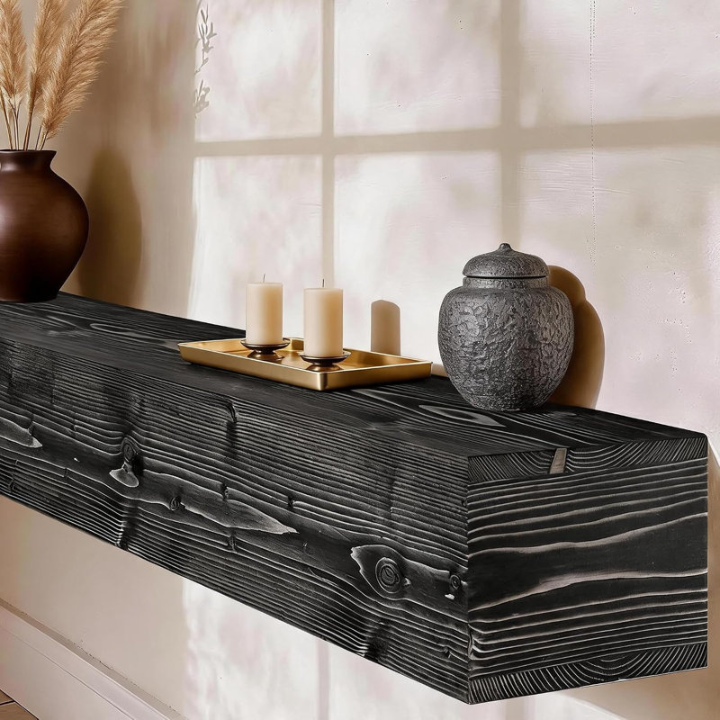 Étagère murale en pin, support de rangement mural flottant, solution gain de place, Noir 60 po