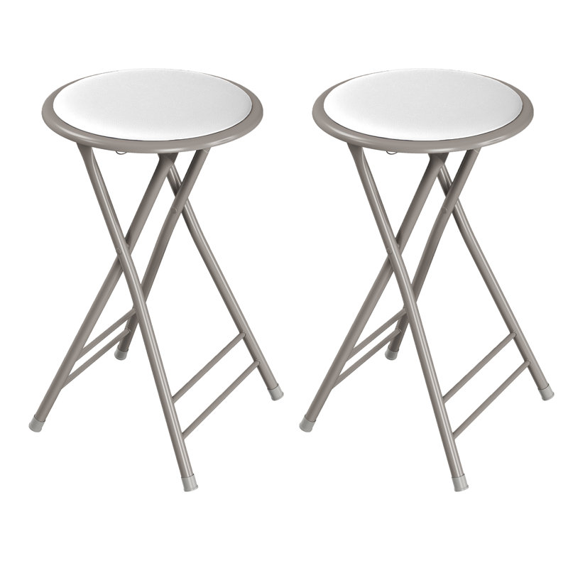 Tabouret pliant sans dossier 24 po Lavish Home avec capacité de 225 lb (ensemble de 2, blanc), Blanc / Gris, 2