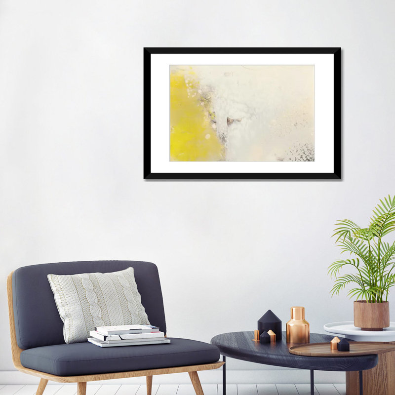 « yellow lux i », impression sur toile, H 18 po x l 26 po x P 1,5 po, Toile avec cadre noir, Blanc