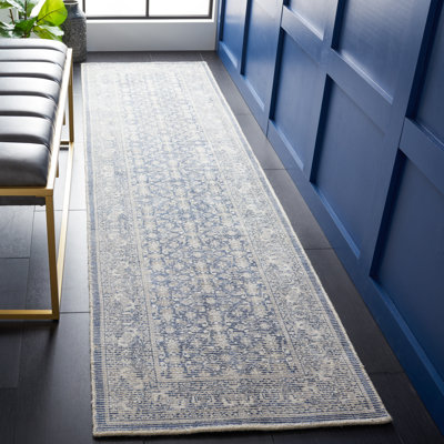 Restoration Vintage Hand Loomed Wool/Viscose Oriental Rug in Blue
