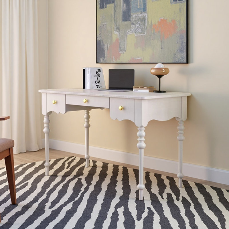 Bureau en bois massif de style français, Blanc