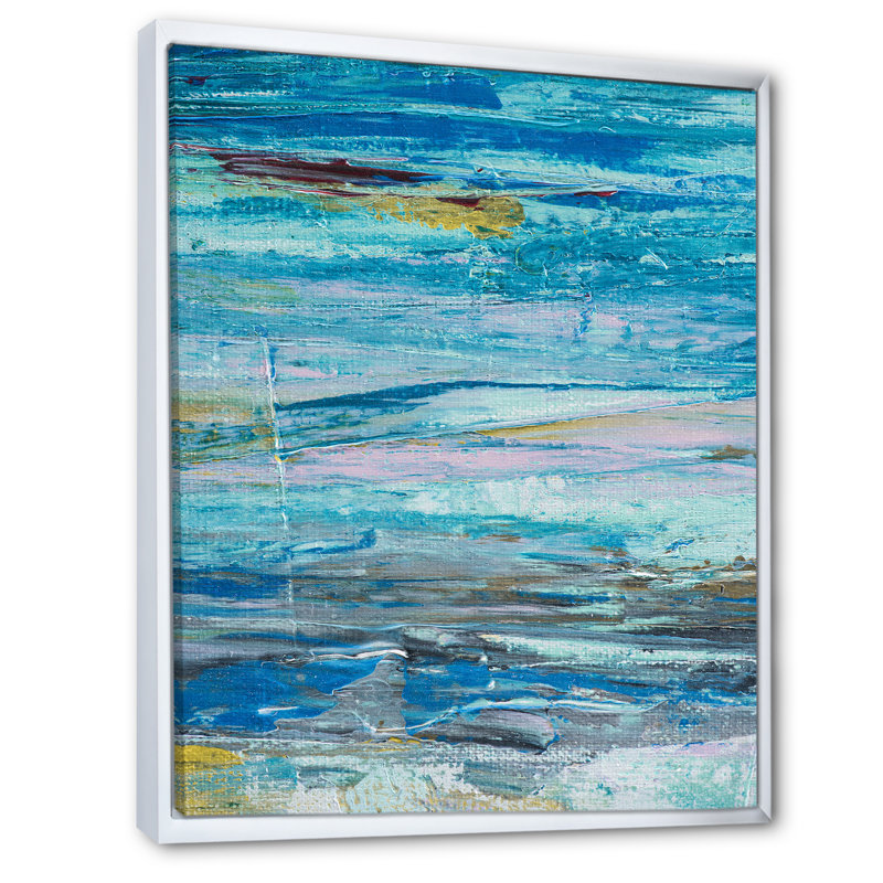 Vagues dans les tons de bleu côtier - Art mural moderne et contemporain sur toile, H 20 po x l 12 po x P 1 po