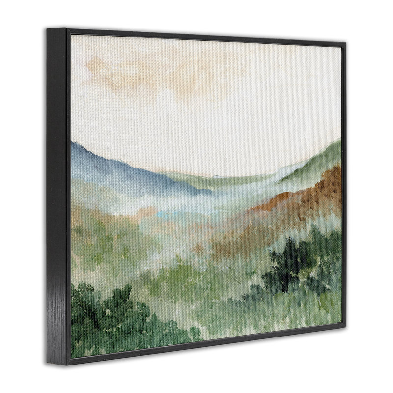 Giclée de paysage de rêve vert, conception de Nikita Jariwala, H 11 po x l 14 po, Giclée encadrée noir minuit