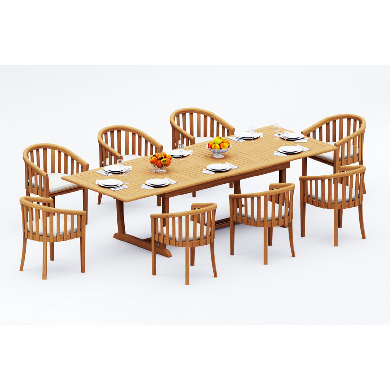 Lenong Teak Wood Patio Dining Set with, 8