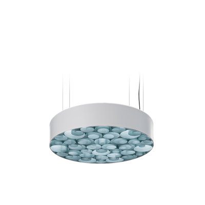Spiro Suspension Light - Medium - DIMTRIAC LED - Matte White Outer - Sea Blue Shade