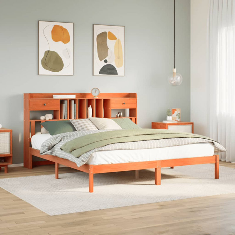 Jamesville Solid Wood Bed, Wax Brown, Kingsize (5')