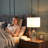 19" Modern Silver Table Lamp with Soft Fabric Shade