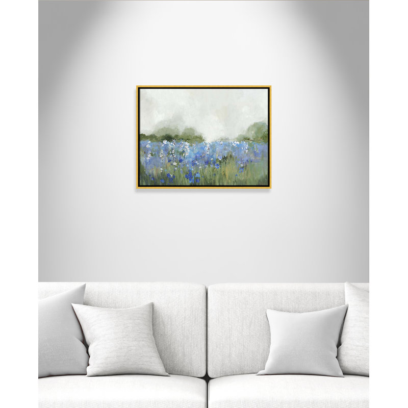 Meadows Bluebels Field " Meadows Bluebells Field " by Allison Pearce, 19.5" H x 25.5" W x 2" D, Gold Framed