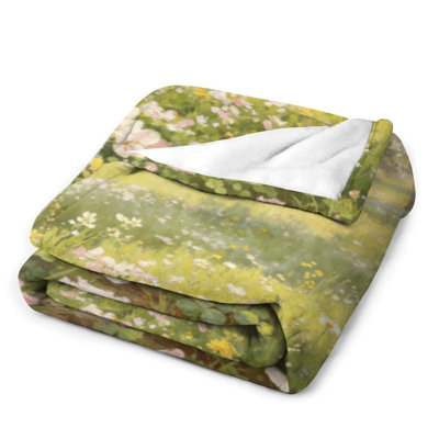 Jeté printanier en flanelle de printemps à imprimé floral