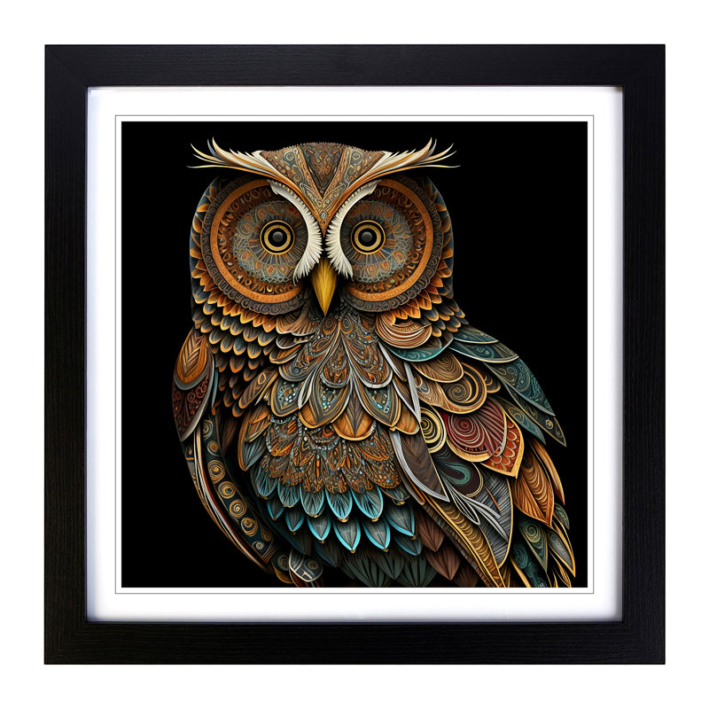 Owl - Framed Print, Black