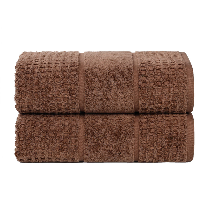   Zero-Twist Cotton Bath Sheet Set - Honeycomb Waffle Texture - Quick-Dry, Chocolate