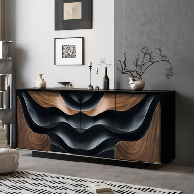 Carved Solid Wood Four-Door Sideboard by Liu